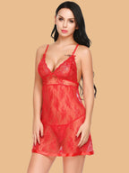 Women's Floral Lace Nightdress With Satin Hem