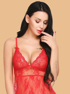 Women's Floral Lace Nightdress With Satin Hem