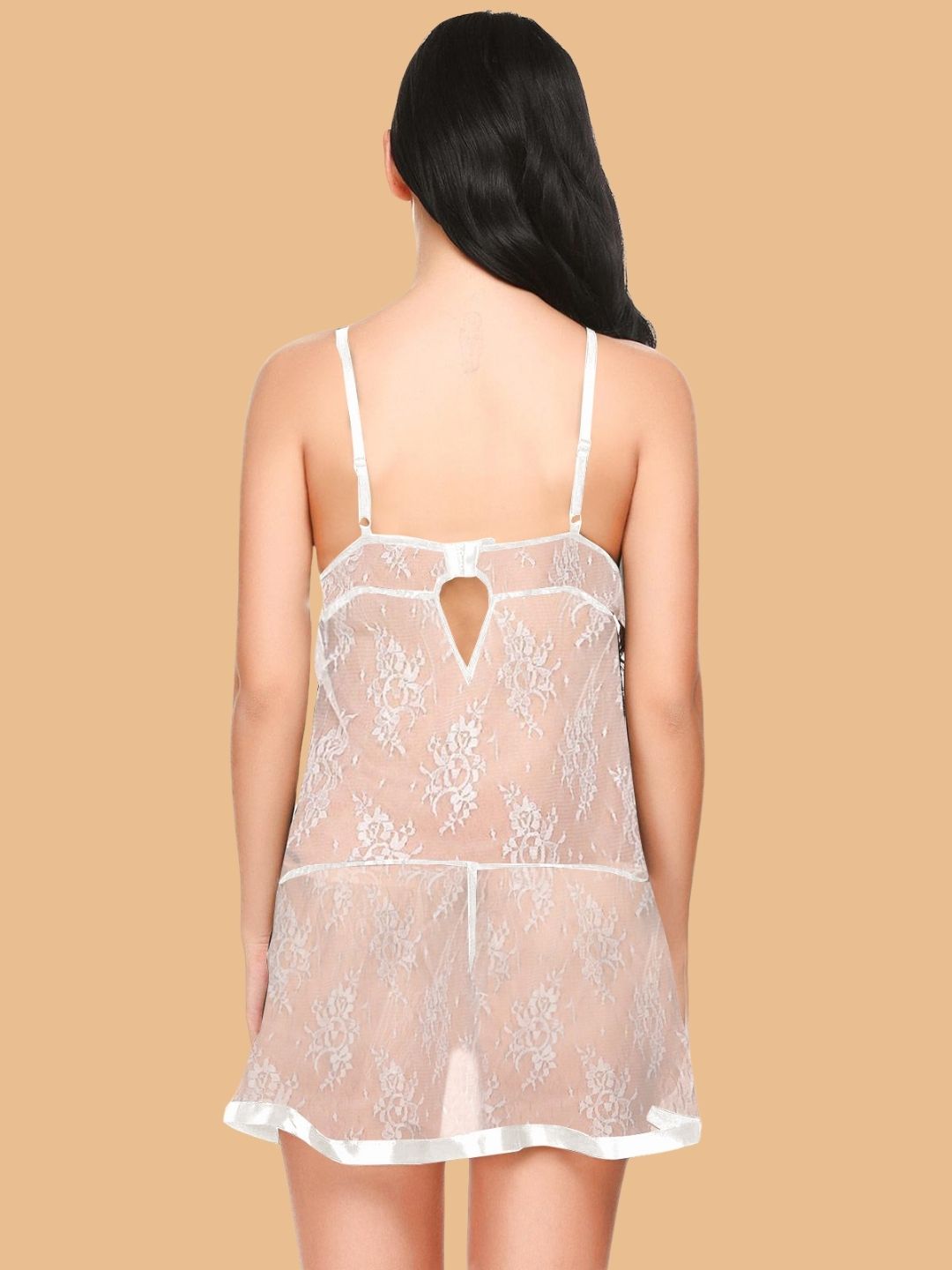 Women's Floral Lace Nightdress With Satin Hem