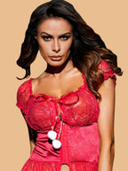 Women's Lace Short Sleeve Top With Brief Set
