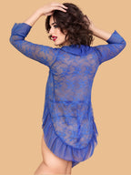Women's Floral Lace Robe With G String Brief