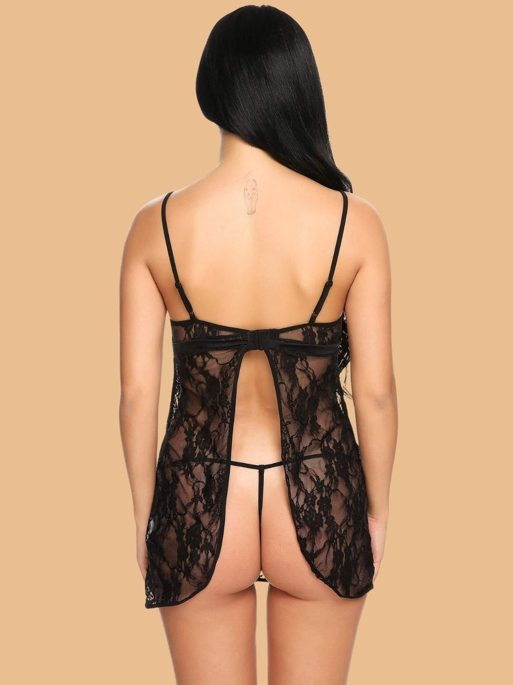 Women's Floral Lace Slip Nightdress With G String