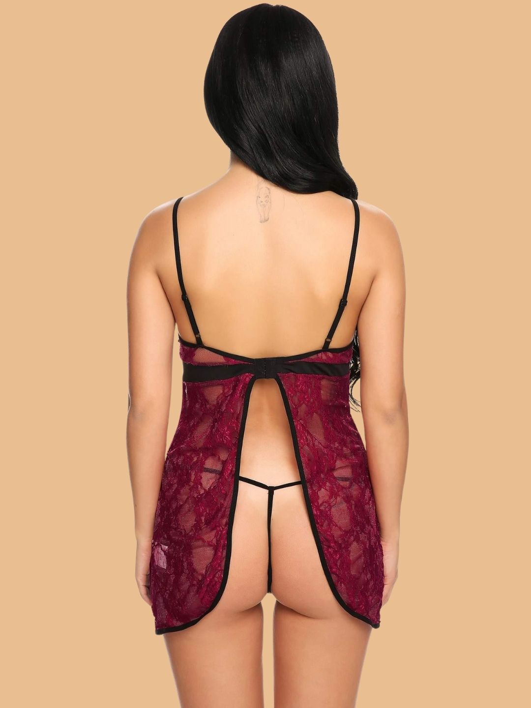 Women's Floral Lace Slip Nightdress With G String