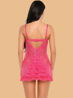Women's Lace Ruffle Scoop Neck Nightdress