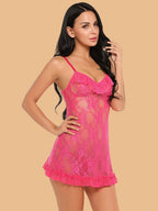Women's Lace Ruffle Scoop Neck Nightdress