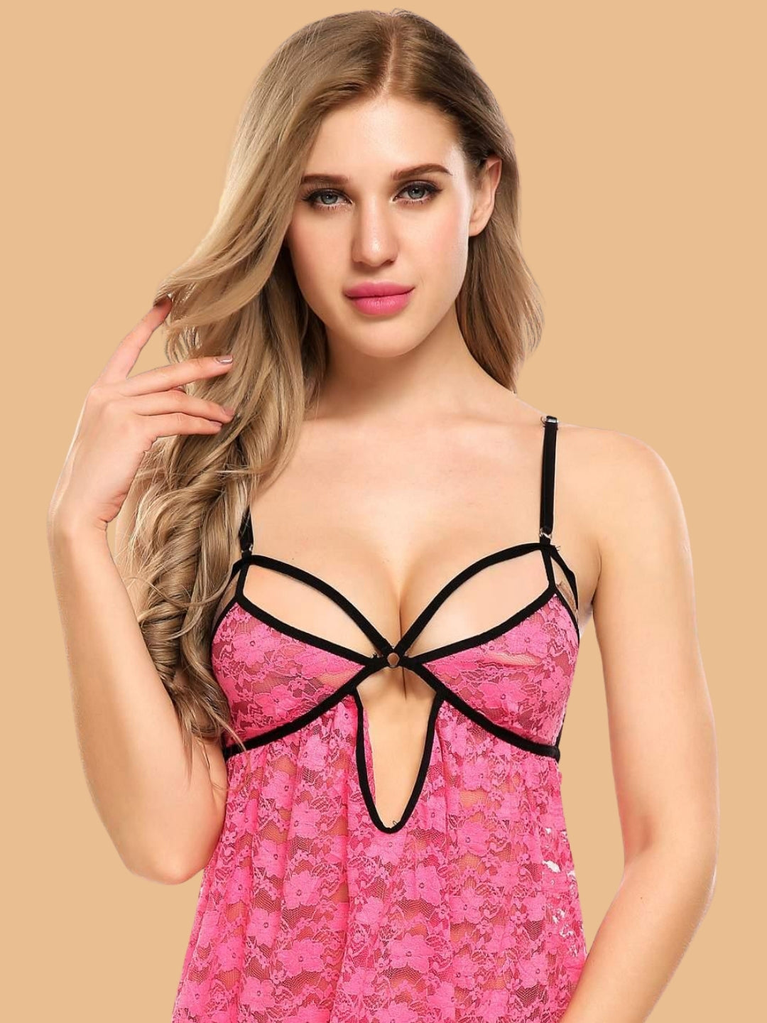 Women's Lace Nightdress With Cut-Out Bust Detail