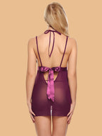 Women's Open Front Nightdress With Satin Waistband