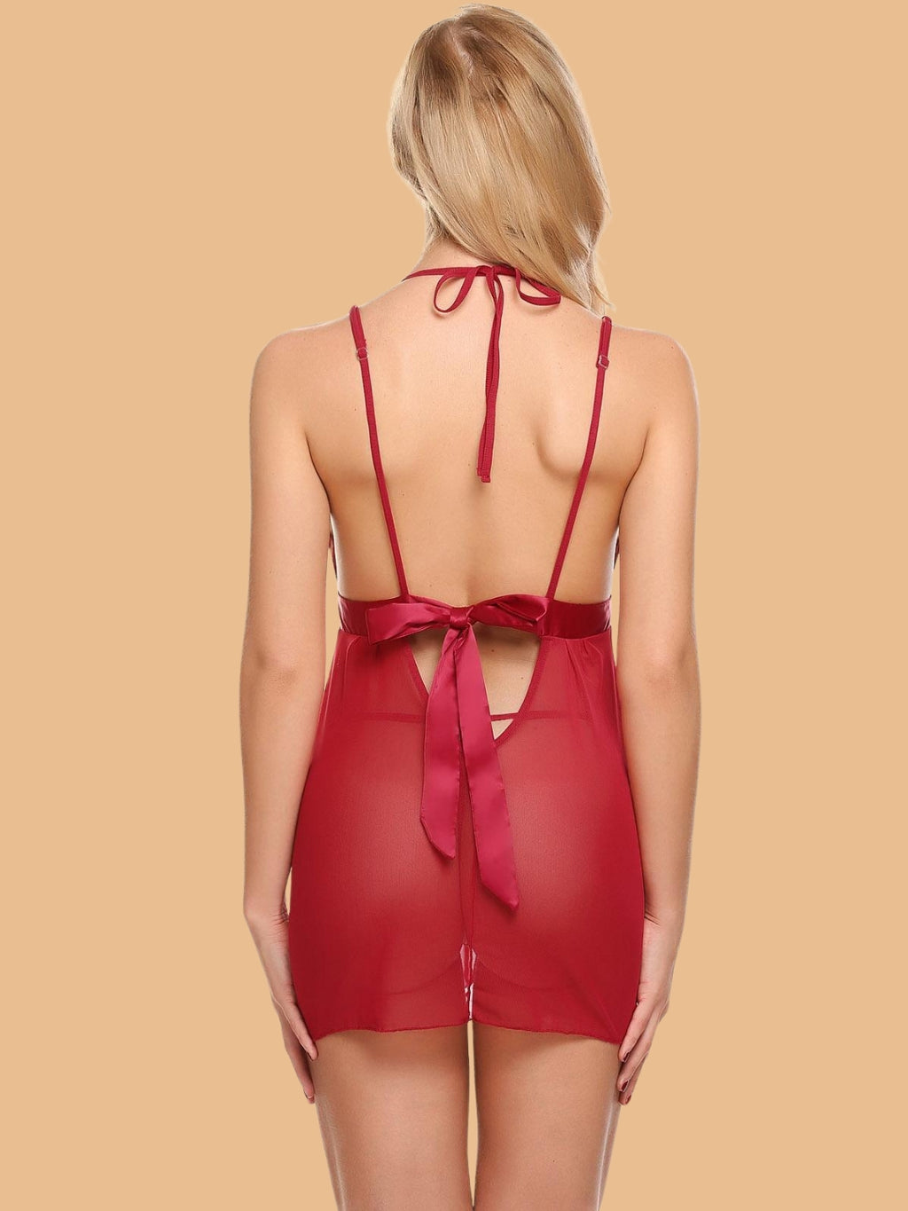 Women's Open Front Nightdress With Satin Waistband