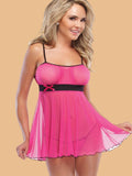 Women's Rose Pink Nightdress With Black Contrast Waistband