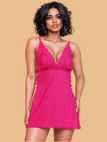 Women's Lace Chemise Nightdress – Hot Pink & Red
