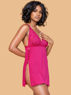 Women's Lace Chemise Nightdress – Hot Pink & Red