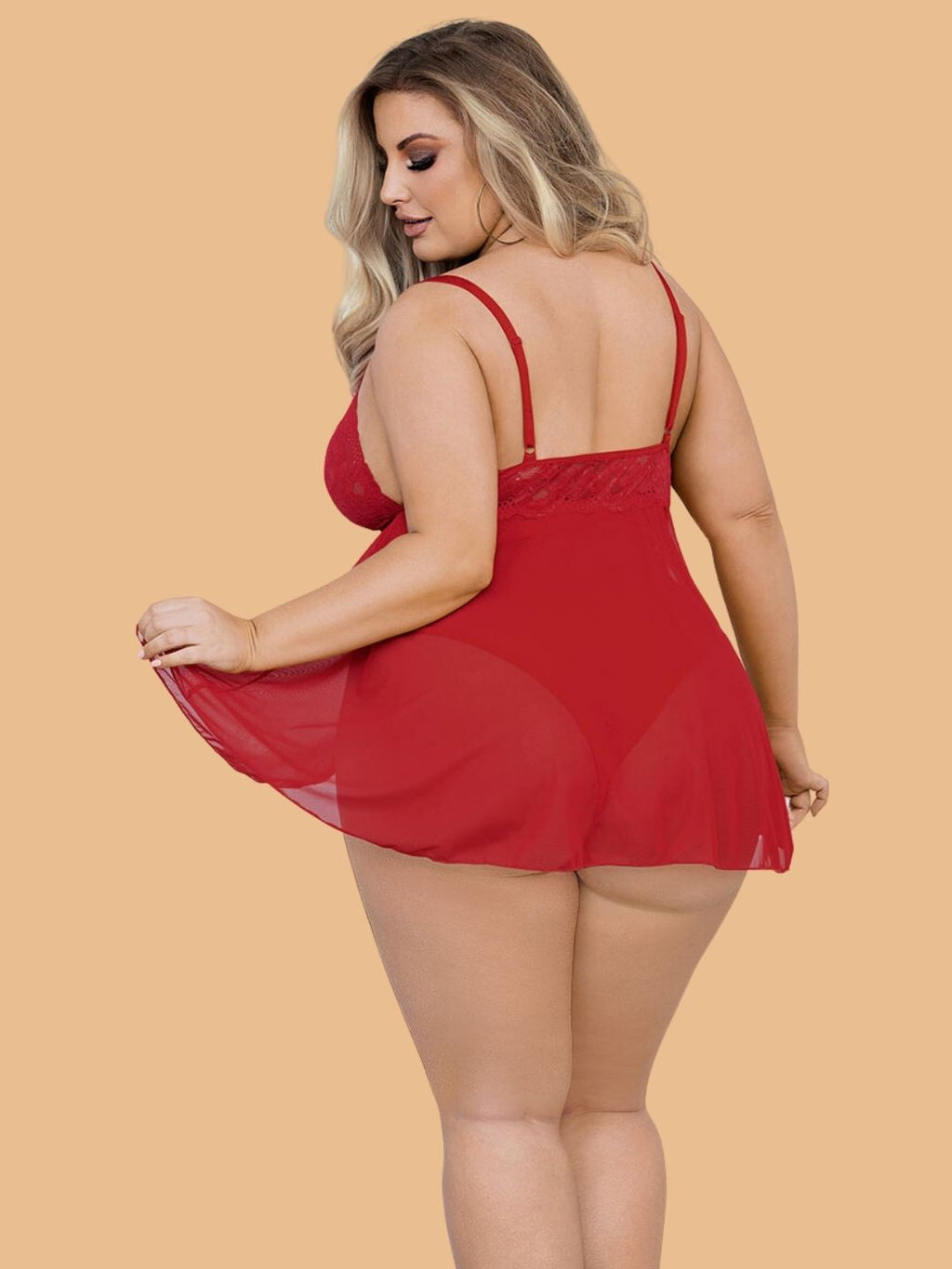 Plus Size Criss-Cross Lace Nightdress