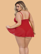 Plus Size Criss-Cross Lace Nightdress