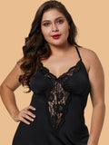 Plus Size Scalloped Lace Panel Nightdress