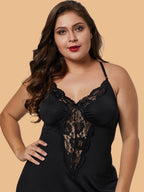 Plus Size Scalloped Lace Panel Nightdress