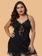 Plus Size Scalloped Lace Panel Nightdress