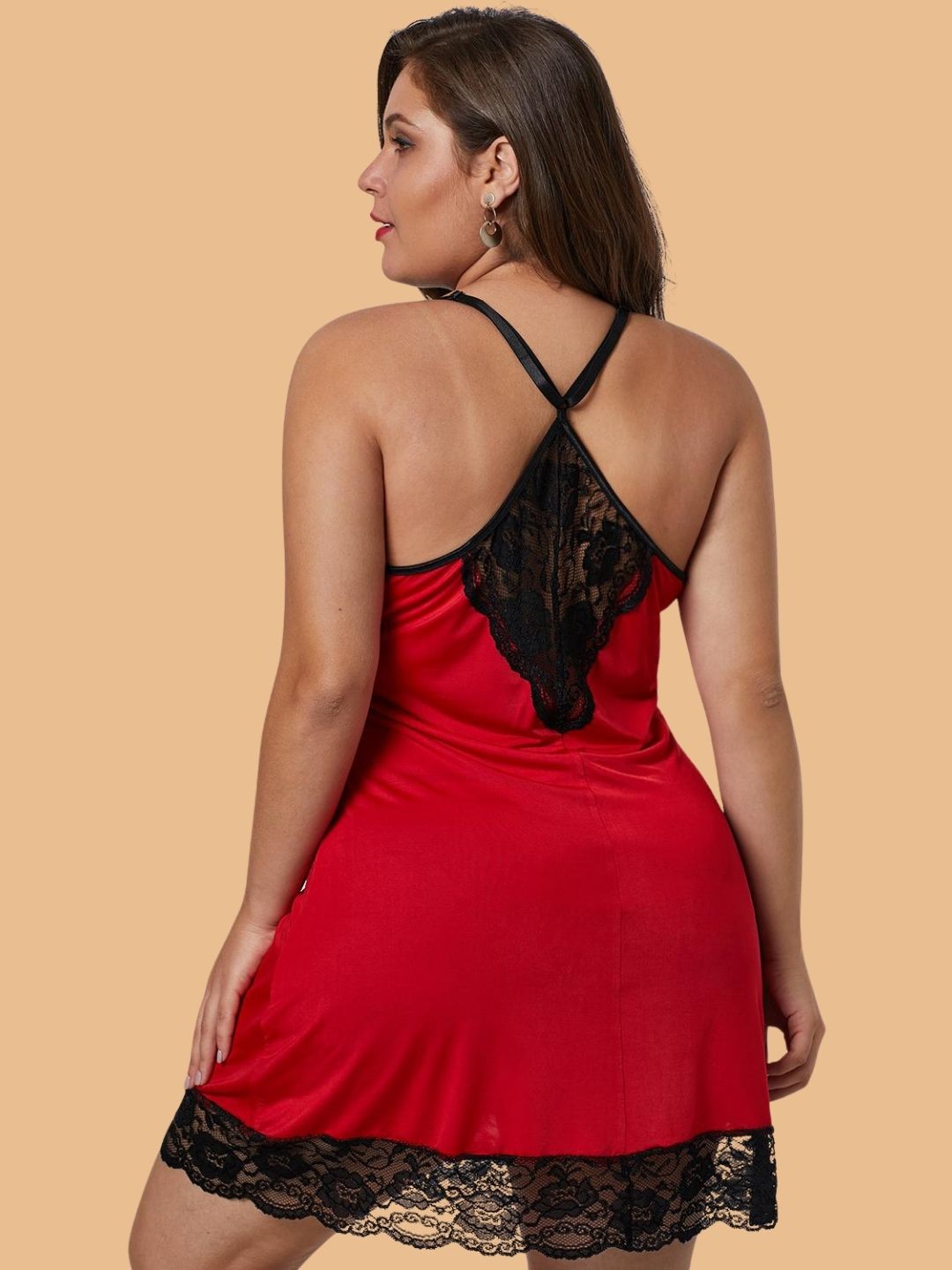 Plus Size Scalloped Lace Panel Nightdress