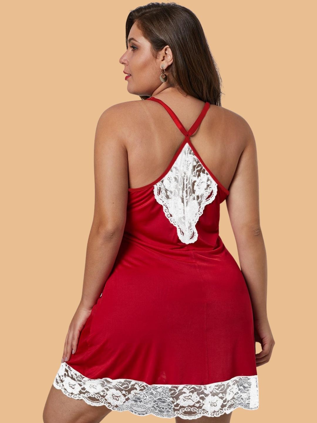 Plus Size Scalloped Lace Panel Nightdress