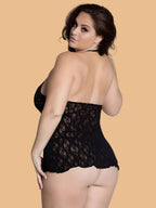 Plus Size Scroll Lace Scoop Neck Nightdress