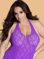 Plus Size Scroll Lace Scoop Neck Nightdress