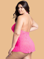 Plus Size Scroll Lace Scoop Neck Nightdress