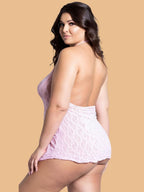Plus Size Scroll Lace Scoop Neck Nightdress