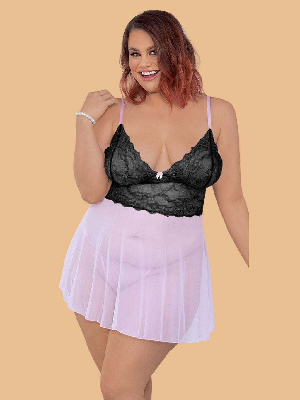 Plus Size Floral Lace Bust Nightdress