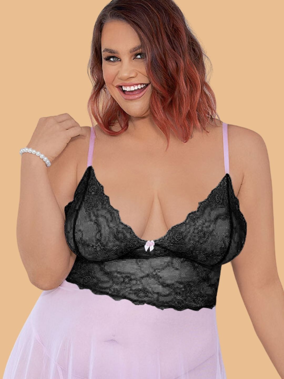 Plus Size Floral Lace Bust Nightdress
