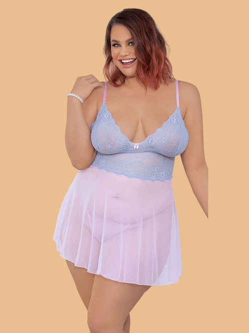 Plus Size Floral Lace Bust Nightdress