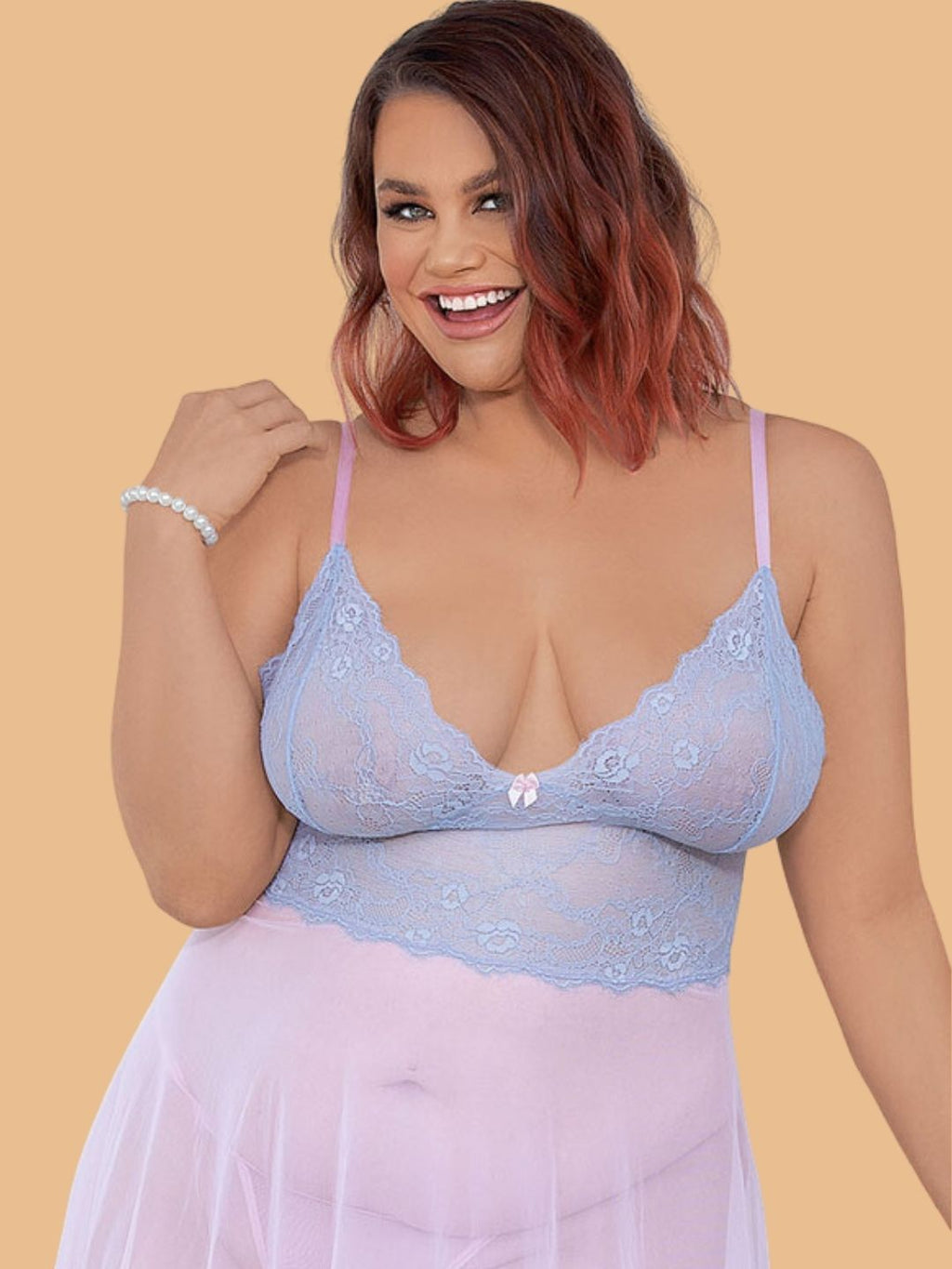 Plus Size Floral Lace Bust Nightdress