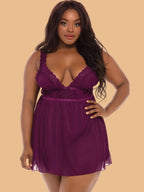 Plus Size V-Neck Lace Chemise Nightdress