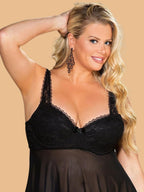 Women's Black Lace Bust Nightdress With Bow Detail – Plus Size S–3XL | ZerJAMA