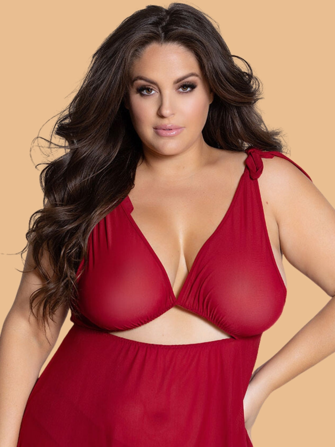 Women's Nightdress With Shoulder Tie Straps – Plus Size S–3XL | ZerJAMA