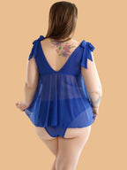 Women's Nightdress With Shoulder Tie Straps – Plus Size S–3XL | ZerJAMA