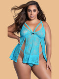 Plus Size Floral Lace Nightdress With Brief