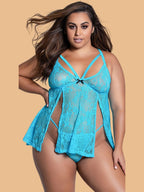 Plus Size Floral Lace Nightdress With Brief