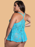 Plus Size Floral Lace Nightdress With Brief