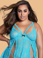 Plus Size Floral Lace Nightdress With Brief
