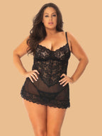 Plus Size Floral Lace Chemise Nightdress