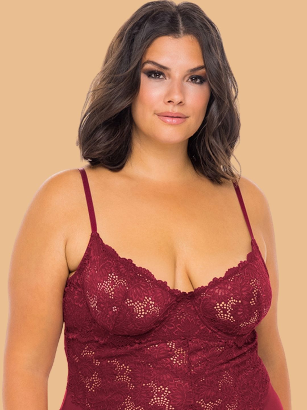 Plus Size Floral Lace Chemise Nightdress