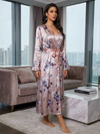 Satin Printed Robe Nightdress