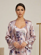 Satin Printed Robe Nightdress