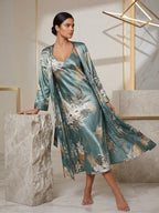 Satin Printed Robe Nightdress