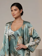 Satin Printed Robe Nightdress