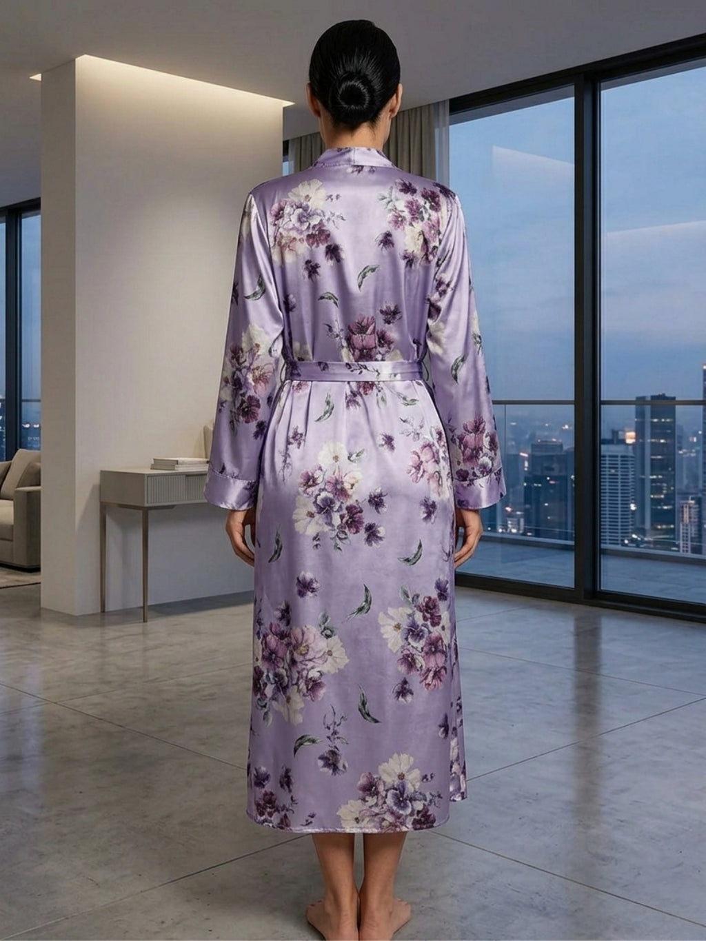 Satin Printed Robe Nightdress