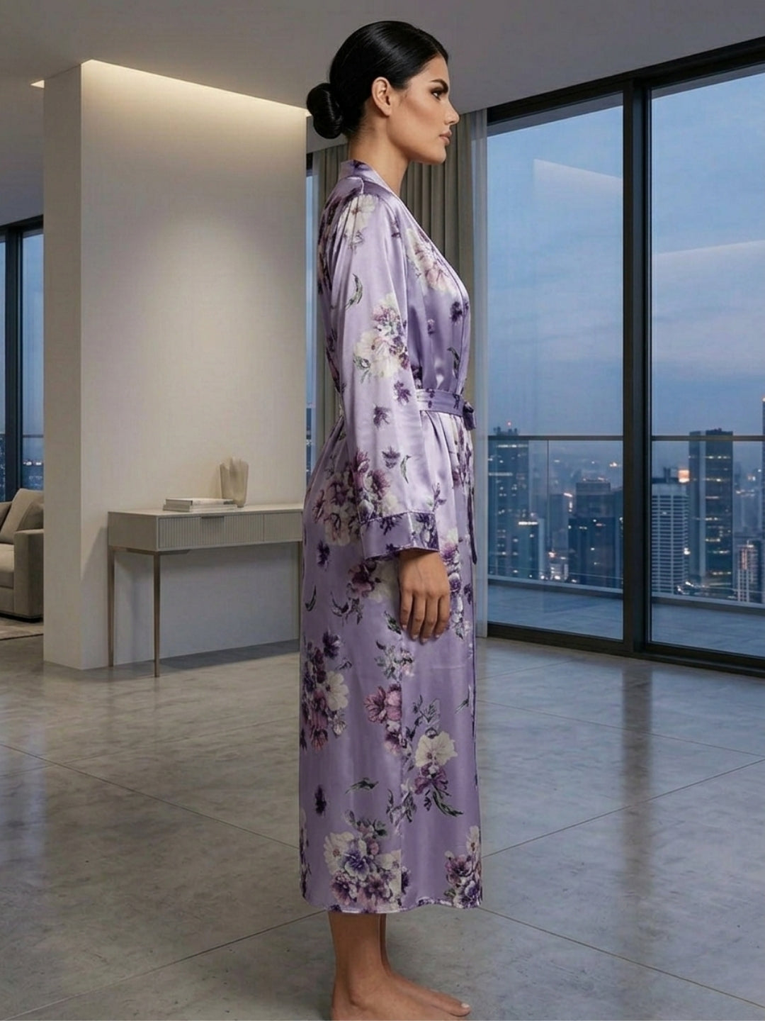 Satin Printed Robe Nightdress