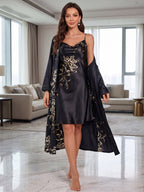 Floral Satin Nightdress & Robe Set