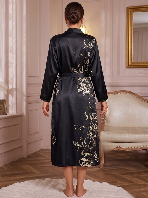 Floral Satin Nightdress & Robe Set