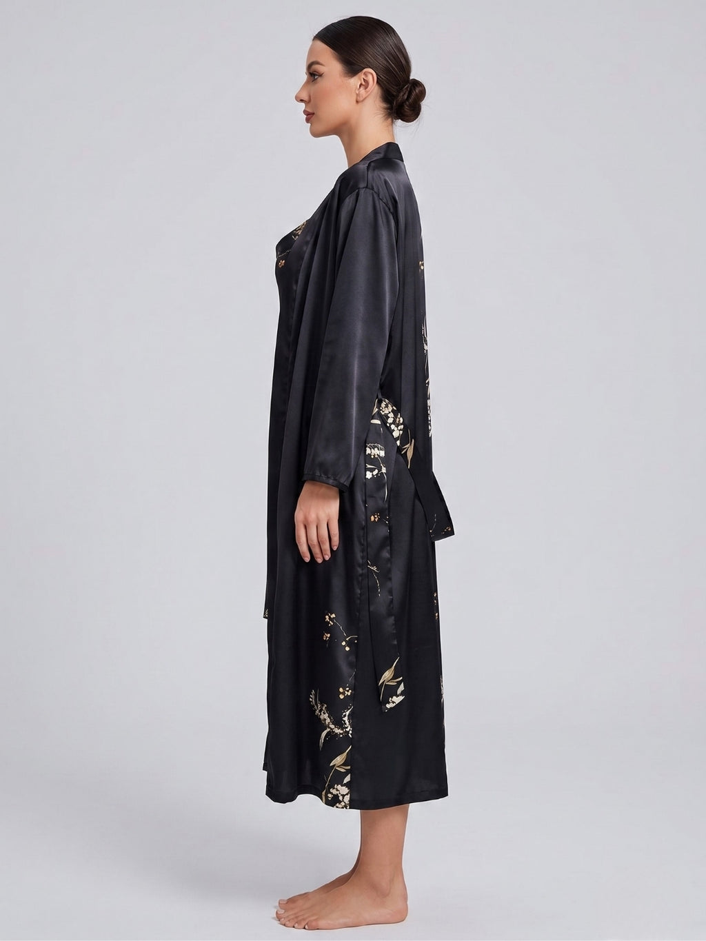 Floral Satin Nightdress & Robe Set