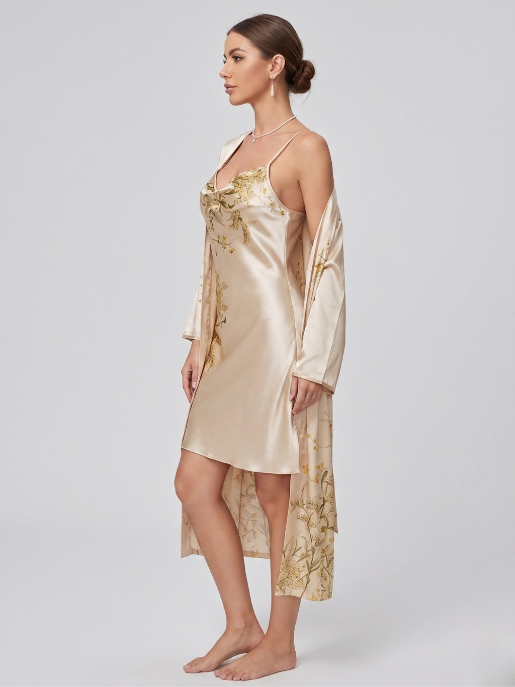 Floral Satin Nightdress & Robe Set